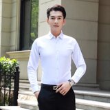 2025春夏季大码纯色长袖衬衫男商务修身时尚免烫衬衣男CS615-P13，男装衬衫，星座1703A-1