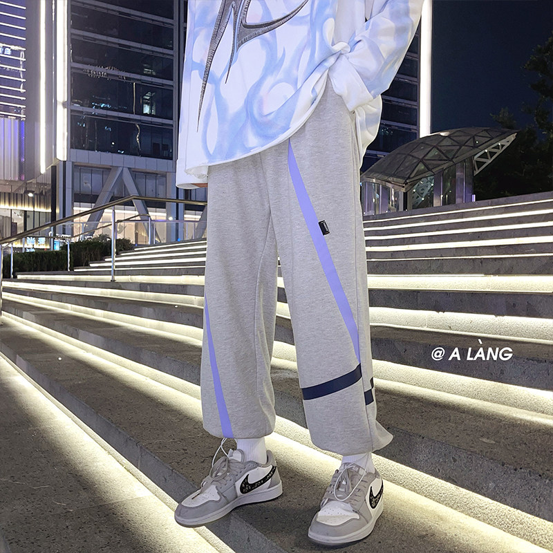 2025春秋新款潮牌hiphop个性宽松百搭裤子潮流束脚卫裤K108-P30,男装休闲裤,星座1703A-1