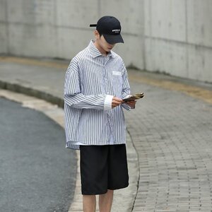 2025秋季新款cityboy竖条纹衬衫日系宽松长袖衬衣外套男C6034-P28图片