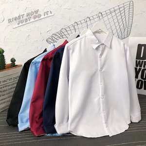 大力主推 5618A加绒-P28冬季男士修身长袖衬衫加厚商务男纯色衬衣图片