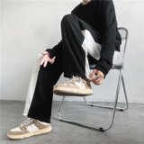 2025春秋新款阔腿裤男ins潮黑白拼色垂感休闲西裤美式裤K1381-P35，男装西裤，星座1703A-1