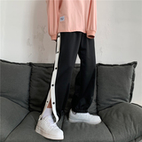 2025春季新款全开纽扣长裤篮球运动裤排扣裤子高街束脚裤KZ11-P25，女装休闲裤，星座1703A-1