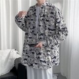 2025秋冬季新款港风宽松休闲痞帅chic潮流印花设计感衬衣CS21-P30，男装衬衫，星座1703A-1