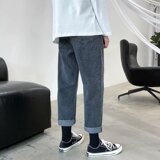 2025春秋主推现货港风宽松韩版潮流笑脸直筒网红牛仔裤KN903-P30，男装牛仔裤，星座1703A-1