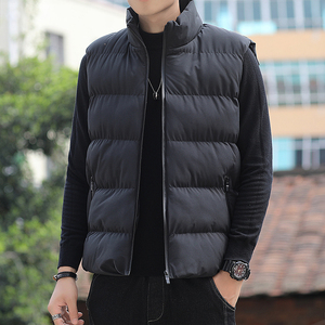 2025新款潮男男士港风复古工装棉马甲男纯色立领马甲棉背MJ55-P25图片