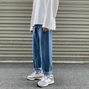 21年秋冬直筒宽松牛仔裤中性基础款长裤子Y11-P30