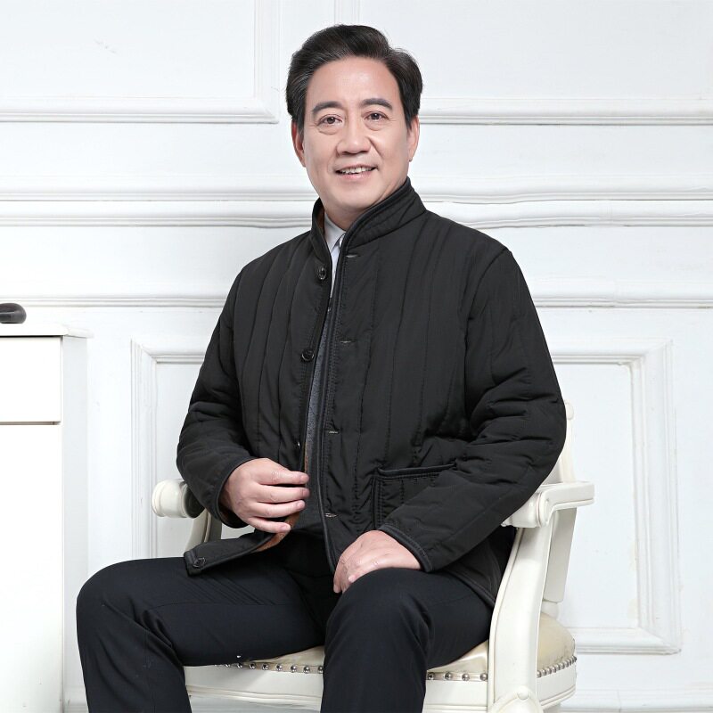冬季新款爸爸装中老年加绒黄毛内胆加厚保暖棉衣棉服外套MY04-P22,男装棉衣,星座1703A-1