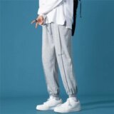 2025春秋新款韩版潮流束脚九分卫裤宽松灰色运动裤男士K2583-P25，男装休闲裤，星座1703A-1