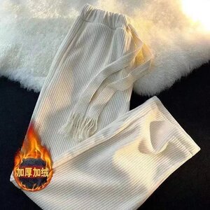 加绒加厚灯芯绒阔腿裤宽松直筒裤高腰休闲ins潮长裤K192加绒-P30图片