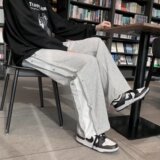 2025春秋新款排扣运动裤男拼接宽松休闲裤港风ins潮牌长裤K70-P35，女装休闲裤，星座1703A-1