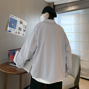 2025春季新款竖条纹衬衫长袖潮男原宿风复古痞帅衬衣 CS1152-P28图片