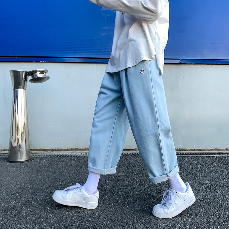 2025春季新款宽松日系九分束脚裤男韩ins港风百搭牛仔裤XK14-P35,男装牛仔裤,星座1703A-1