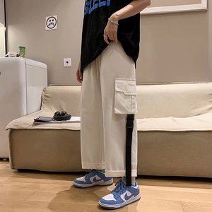 日系复古工装裤男潮流宽松百搭休闲裤子飘带拖地直筒裤KJ7514-P38,男装工装外套,星座1703A-1