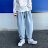 2025春季新款宽松日系九分束脚裤男韩ins港风百搭牛仔裤XK14-P35，男装牛仔裤，星座1703A-1