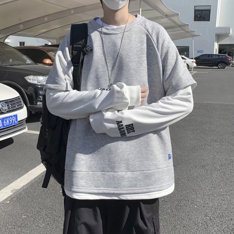 2025春秋季新款假二件卫衣男百搭宽松套头圆领上衣外套W005-P30,女装短外套,星座1703A-1