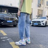 21年秋季ins港风宽松直筒时尚潮流百搭九分工装牛仔裤K545-P30，男装牛仔裤，星座1703A-1