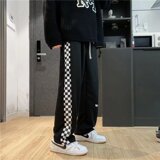 2025秋季新款小众高级感棋盘格裤子高街ins潮格子阔腿裤KZ24-P28，男装休闲裤，星座1703A-1