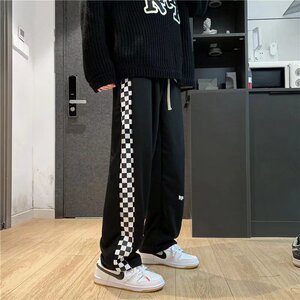 2025秋季新款小众高级感棋盘格裤子高街ins潮格子阔腿裤KZ24-P28,女士真皮裤怎么搭配衣服图片