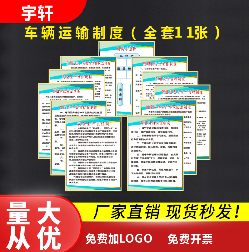 货车运输公司 安全生产管理制度驾驶员物流操作规程责任制 标语牌