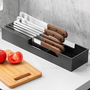 304不锈钢刀架置物架卧式刀座横放平放菜刀厨房抽屉橱柜刀具收纳