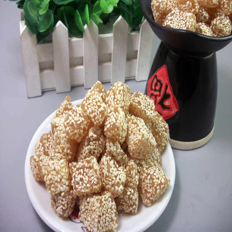 潮汕特产明糖圆芝麻软糖潮州美食传统手工芝麻糖糕点休闲零食茶点