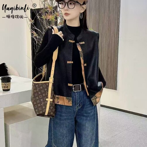 国风皮马甲女高端正品立领短款