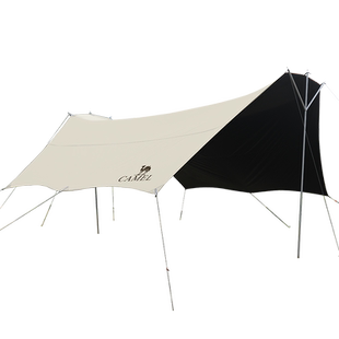 【三叉戟】骆驼天幕帐篷户外露营黑胶幕布防晒沙滩遮阳棚全套装备