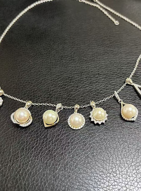 小肥珠宝正圆珍珠纯银吊坠项链