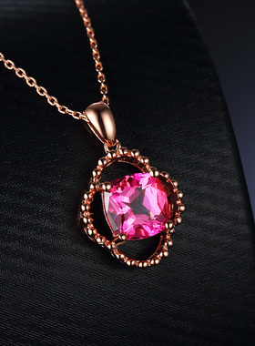 925银玫瑰金四叶草托帕石吊坠