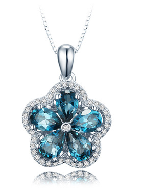 小肥珠宝五叶花日韩托帕石吊坠