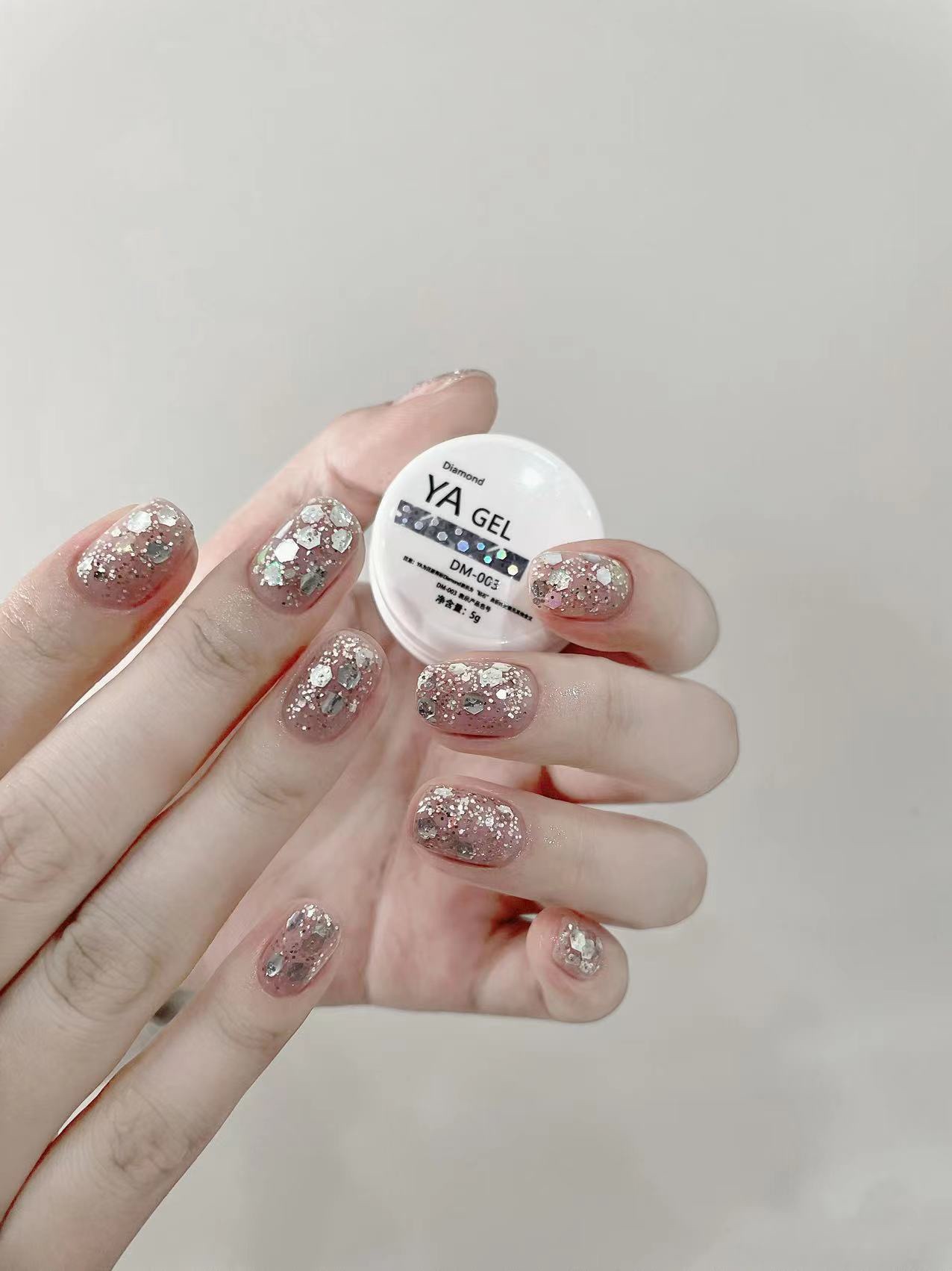 爆闪系列YA gel罐装DM系列闪粉甲油胶实显白光疗甲油胶色DM-003