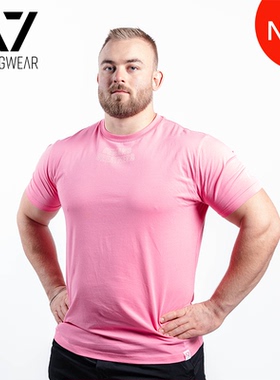 A7双色调粉比赛服力量举追求卓越T恤IPF认证美国进口男士短袖健身