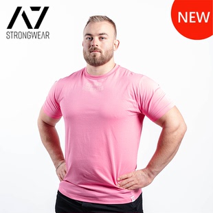 A7双色调粉比赛服力量举追求卓越T恤IPF认证美国进口男士短袖健身