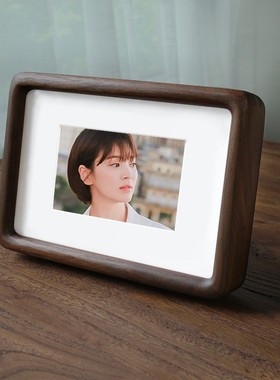 黑胡桃木榫卯相框摆台洗照片做成6 7 8寸10高级感实木画框定制diy