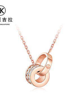 【新加坡设计师】幸运吉拉LUCKY KILA双环扣项链女玫瑰金轻奢小众