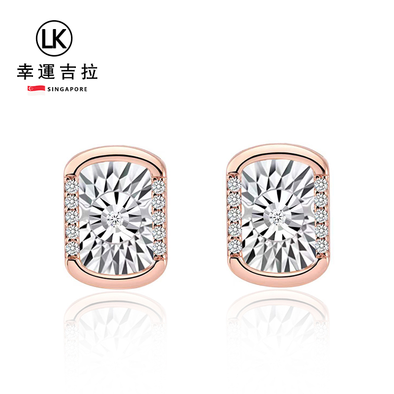 幸运吉拉富家千金名媛风灵动小方牌耳钉女款睡觉免摘不掉色耳饰