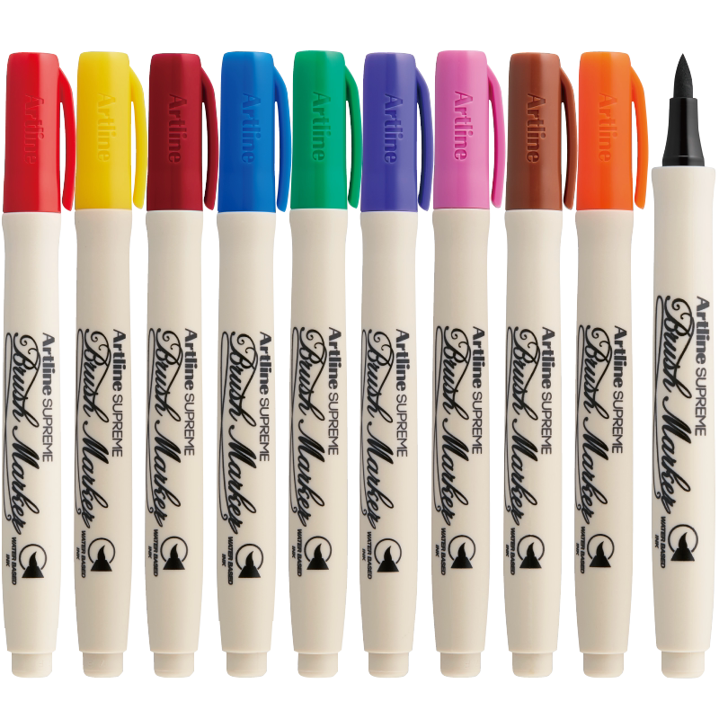 日本Artline旗牌Stix同款brush英文花体字写艺术字的笔美工手绘彩绘秀丽笔软毛头水彩色手账笔复古欧式EPF-F