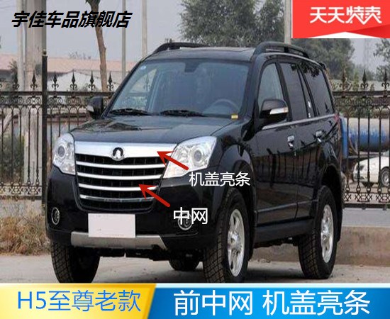 适用于长城哈弗h5中网10111213老款哈弗h5中网标前机盖亮装饰条
