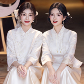 中式 伴娘服2025新款 姐妹团小个子香槟色绝美礼服高级感日常可穿女