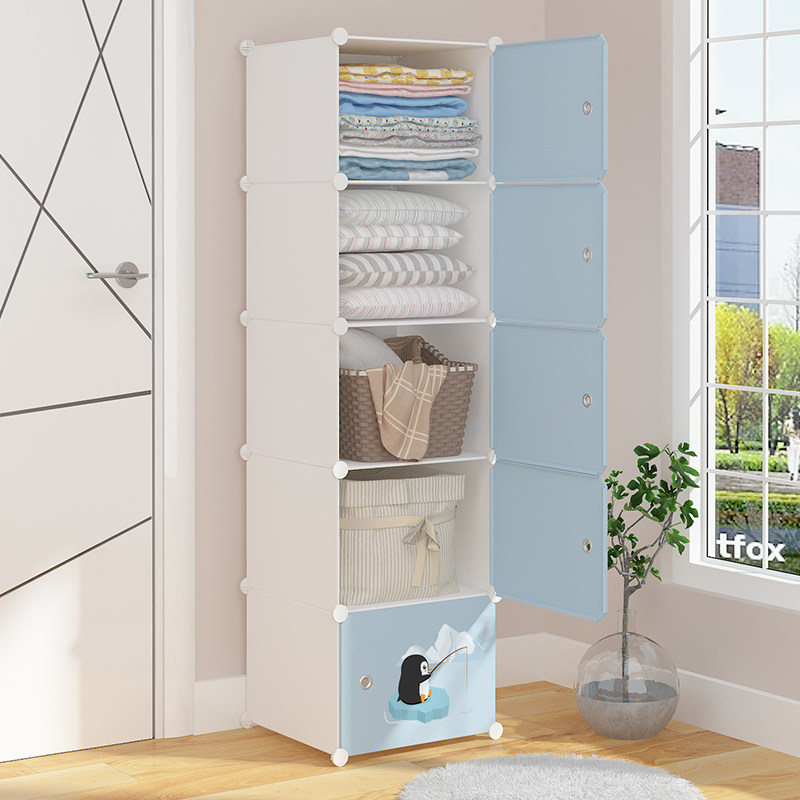 出租房现代简约简易衣柜组装储物柜收纳柜子挂塑料家用卧室布衣橱
