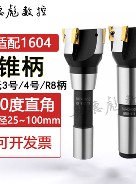 普铣400R立铣刀盘直角锥柄飞刀莫氏mtb4号R8炮塔平面铣床1604刀杆