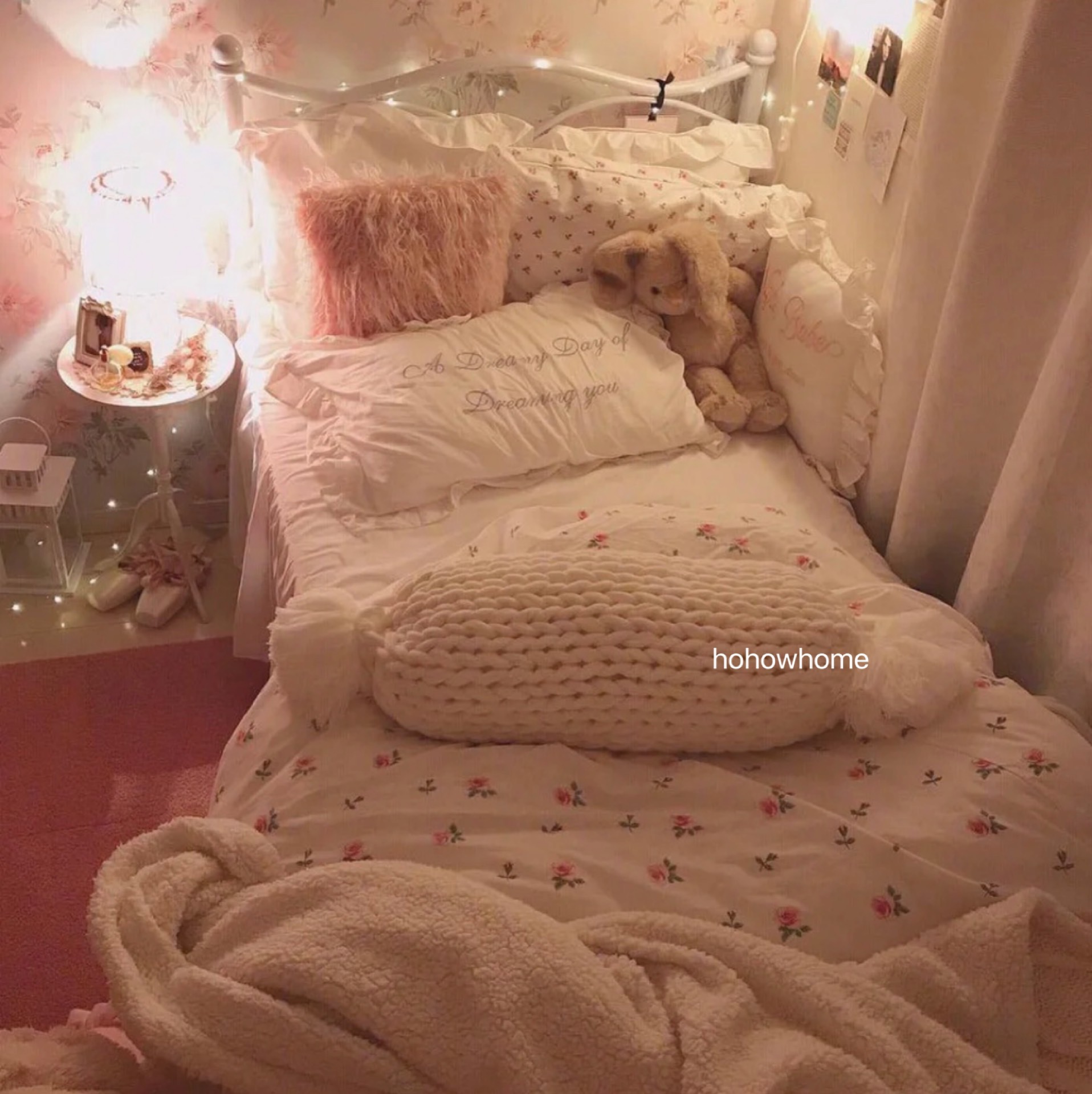 fresh rose Pink white Cotton pure cotton Alone Quilt cover pillow case Hearts princess bedroom ins Same itemin the Bedclothes , Quilt  category - from Buy2taobao.com to provide professional Taobao agent buy service