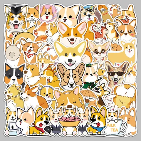 涂鸦50防水贴纸自行车卡通死飞张柯基行李箱钢琴装饰汽车