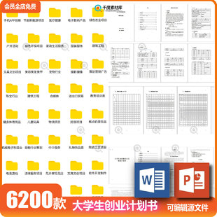 大学生创新创业计划书ppt模板商业策划案书项目word文档基础成品