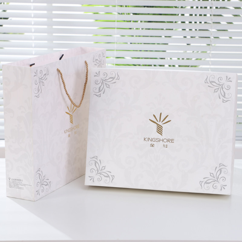 金号高端白色烫金礼盒节日福利可装2条/4条毛巾浴巾三件套空礼盒