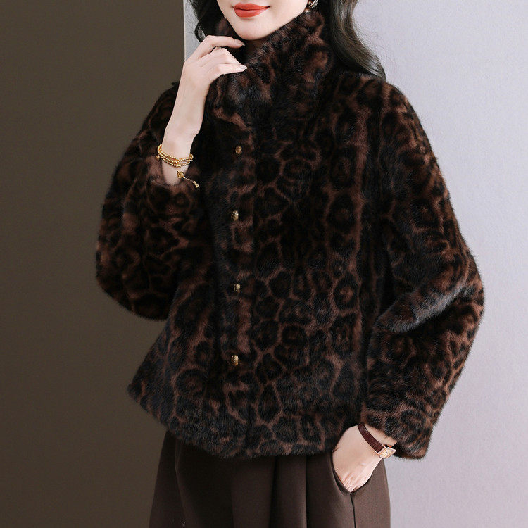 复古豹纹短外套女秋冬立领单排扣宽松保暖上衣时尚轻奢气质穿搭潮,女装/女士精品,毛呢外套,淘宝优惠券,粉丝福利购,淘宝优惠卷