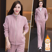 大码 2025新款 加绒加厚卫衣开衫 女冬季 减龄百搭休闲两件套 运动套装