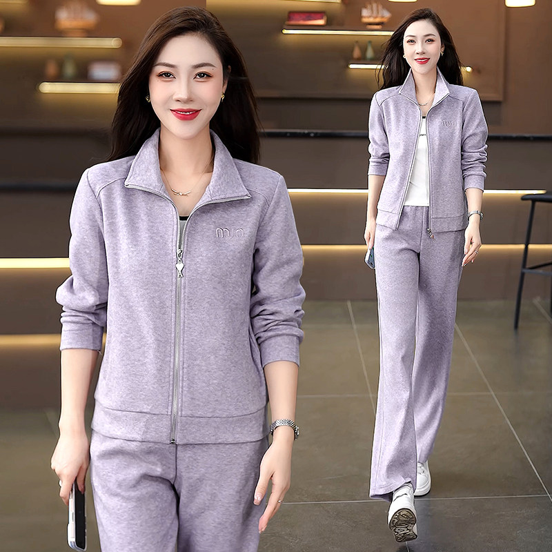 高档运动套装女春秋季新款时尚洋气减龄翻领卫衣跑步休闲服两件套