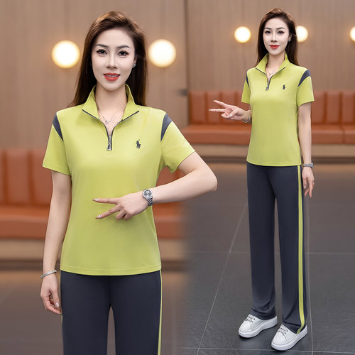 2026新款冰丝薄款女短袖运动套装