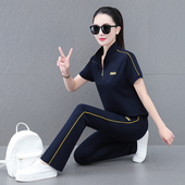 宽松休闲减龄洋气短袖 时尚 新款 女2025夏季 两件套 显瘦运动套装